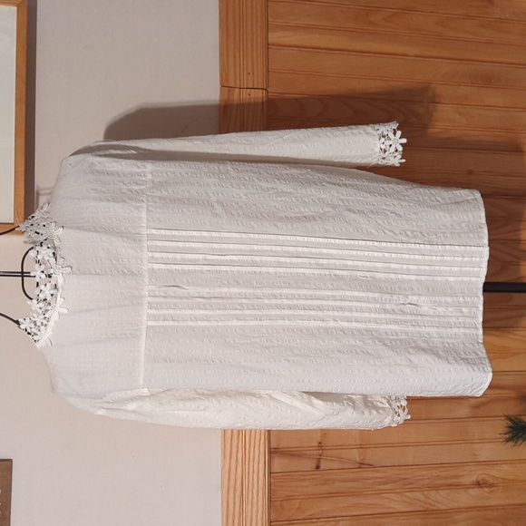 Bohemian Lace Crochet Top Blouse White Beach Pool Women's Size XL Gorgeous NICE - Picture 8 of 12